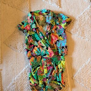 Bright Tropical Floral Boys' Matching Bodysuit Set - Multi Green